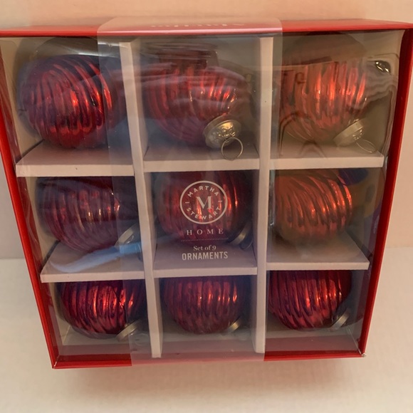 Martha Stewart Christmas Ornaments Set of 9 Red Ornaments - Picture 3 of 4